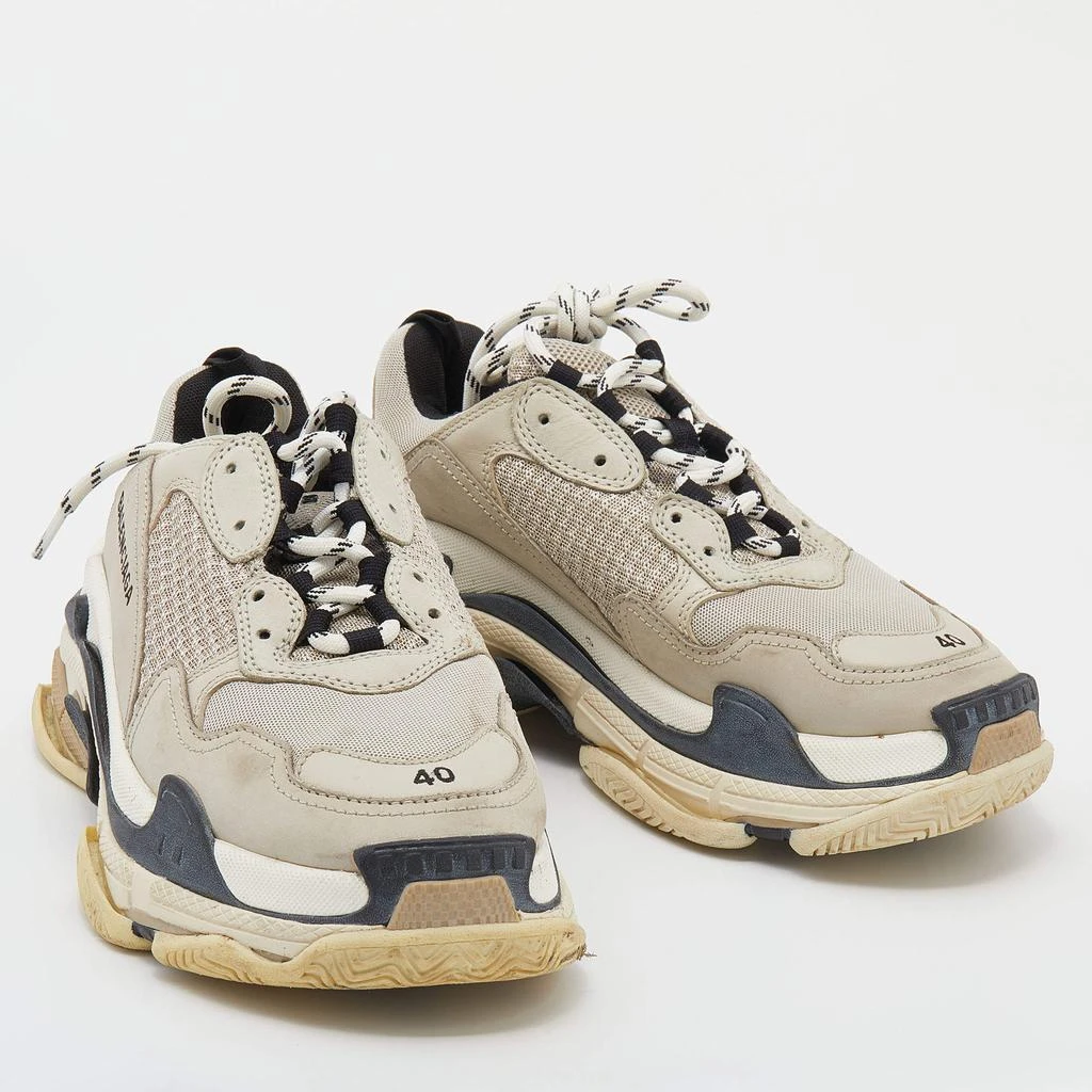 商品[二手商品] Balenciaga|Balenciaga Beige/Black Leather And Mesh Triple S Trainer Sneakers Size 40,价格¥3522,第4张图片详细描述