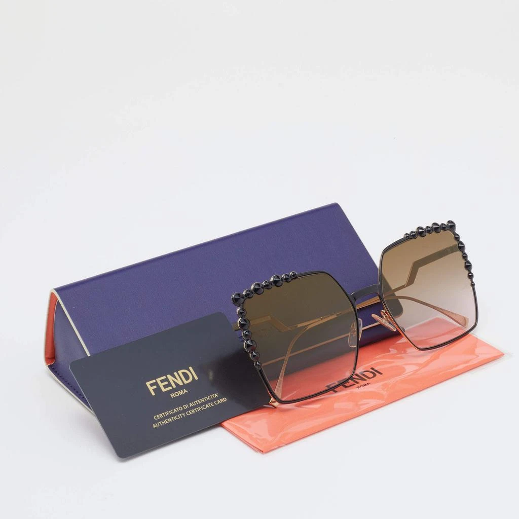 商品[二手商品] Fendi|Fendi Gold Tone/Brown Pink Gradient FF0259/S Studded Square Sunglasses,价格¥3091,第4张图片详细描述