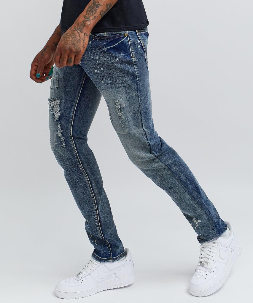 商品Reason Clothing|Stitchworks Paint Splatter Destroyed Jeans,价格¥148,第7张图片详细描述