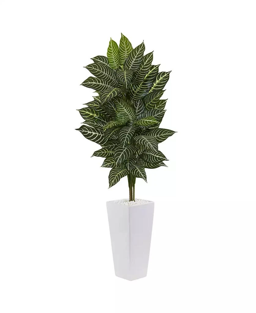 商品NEARLY NATURAL|4' Zebra Artificial Plant in White Tower Planter,价格¥946,第1张图片