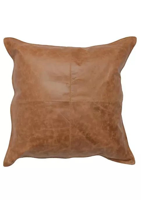商品Duna Range|Range Square Leatherette Throw Pillow With Stitched Details Brown,价格¥640,第1张图片
