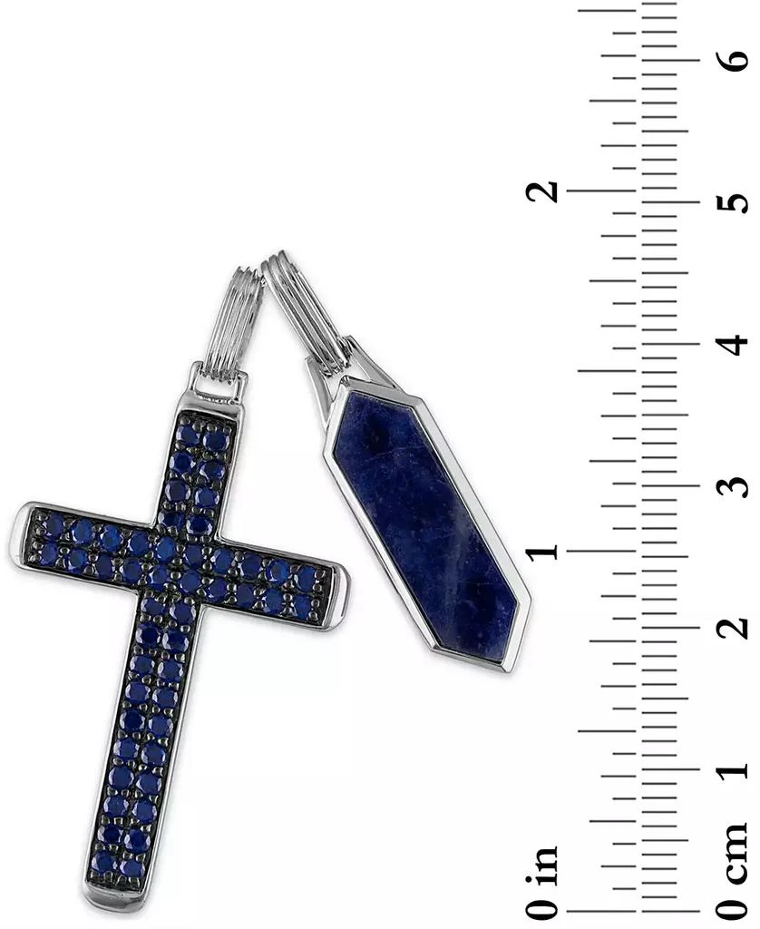 商品Esquire Men's Jewelry|2-Pc. Set Lapis Lazuli & Cubic Zirconia Dog Tag & Cross Pendants in Sterling Silver, Created for Macy's,价格¥1121,第4张图片详细描述