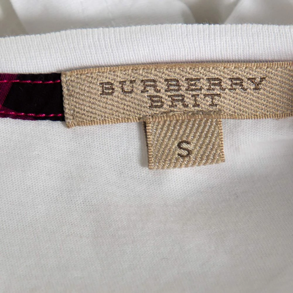 商品[二手商品] Burberry|Burberry Brit White Cotton Logo Embroidered Short Sleeve T-Shirt S,价格¥809,第5张图片详细描述