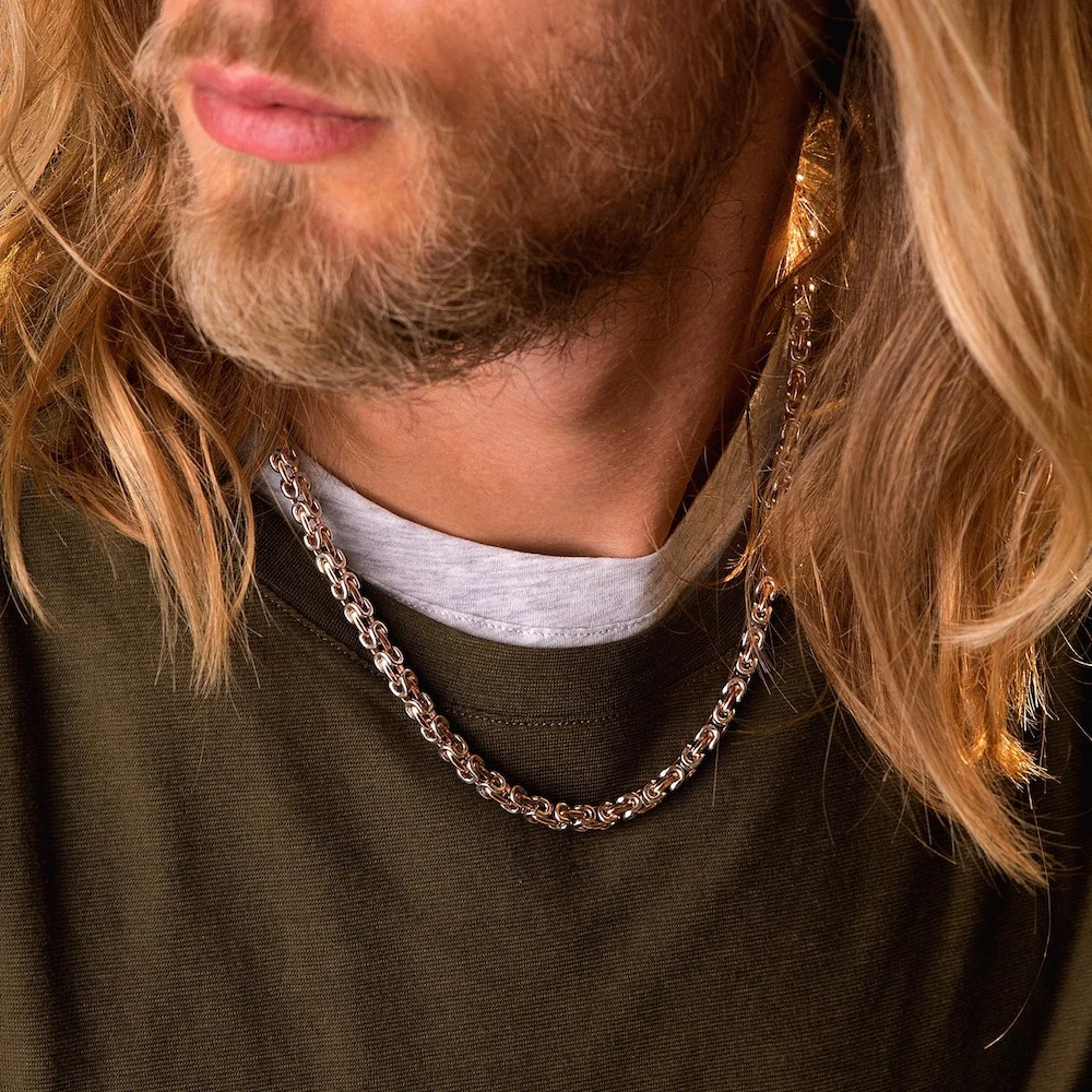 商品Zancan|18k rose gold and sterling silver necklace with geometric design.,价格¥24435,第3张图片详细描述