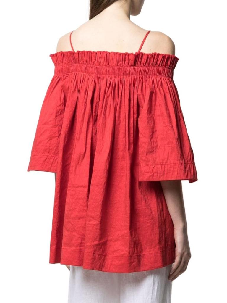 Uma Wang Women's  Red Linen Top商品第3张图片规格展示