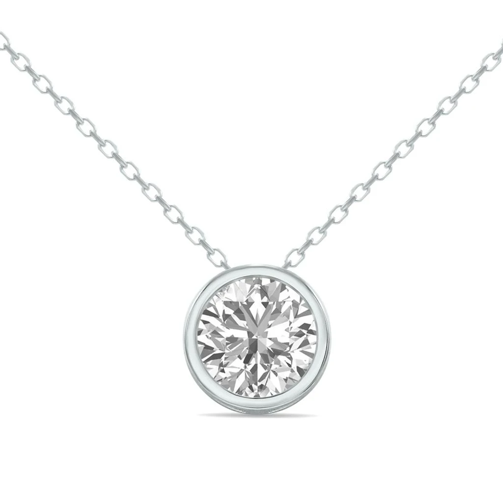 商品SSELECTS|Lab Grown 3/4 Carat Round Solitaire Diamond Bezel Set Pendant In 14k White Gold,价格¥8327,第1张图片