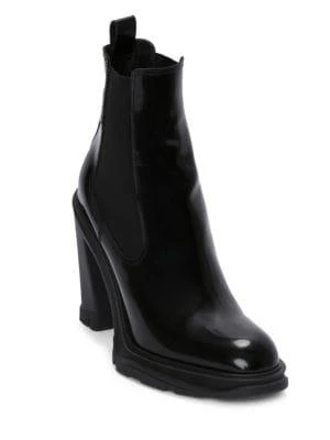 商品Alexander McQueen|Leather Chelsea Block Heel Booties,价格¥1344,第2张图片详细描述