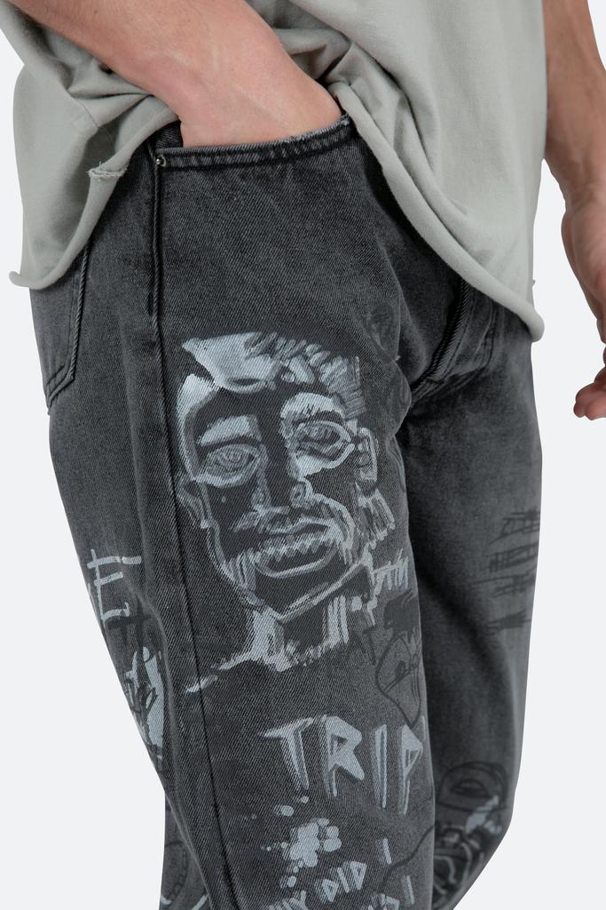 V443 Terry Grave Baggy Denim - Black商品第7张图片规格展示