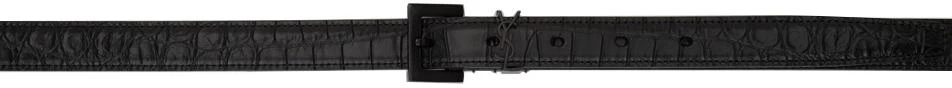 商品Yves Saint Laurent|Black Croc-Embossed Monogram Belt,价格¥3991,第1张图片