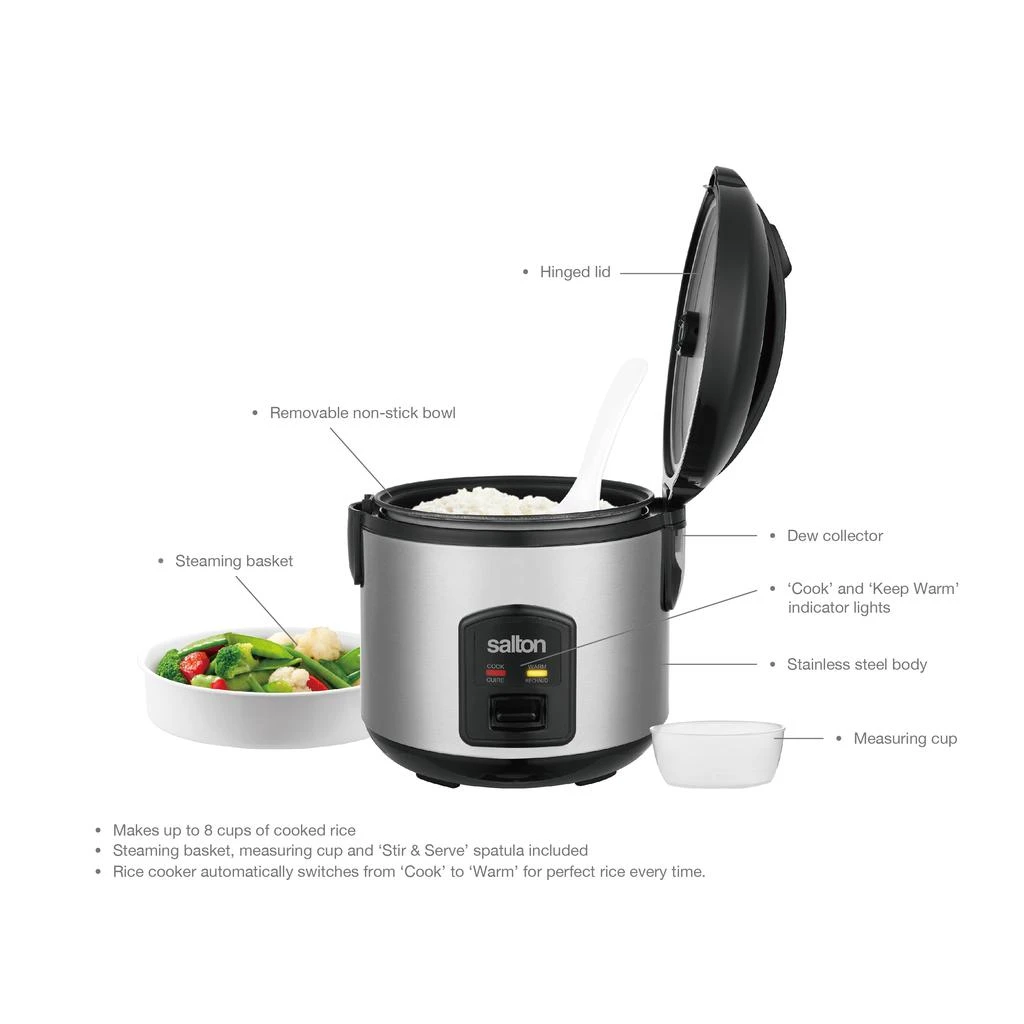 商品Salton|Automatic Rice Cooker & Steamer - 8 Cup,价格¥483,第5张图片详细描述