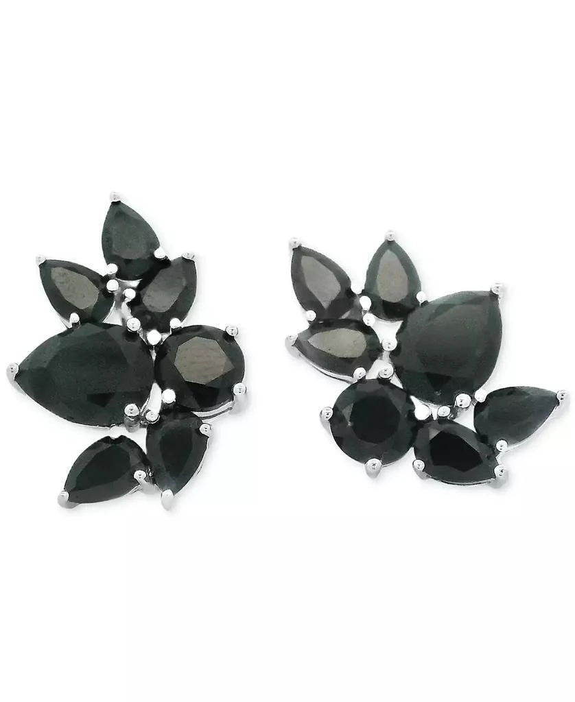 商品Macy's|Black Sapphire Mixed-Cut Flower Cluster Stud Earrings (11-1/4 ct. t.w.) in Sterling Silver,价格¥2944,第1张图片