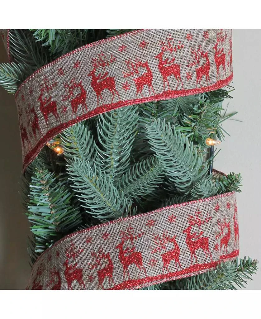 商品Northlight|Wandering Red Reindeer Brown Burlap Wired Christmas Craft Ribbon 2.5" x 10 Yards,价格¥113,第2张图片详细描述