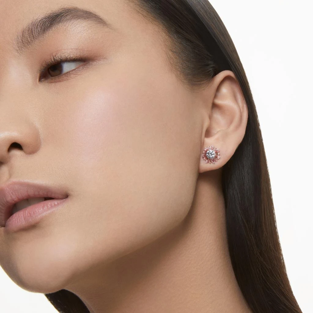商品Swarovski|Sunshine stud earrings mixed cuts sun pink rhodium plated,价格¥774,第2张图片详细描述