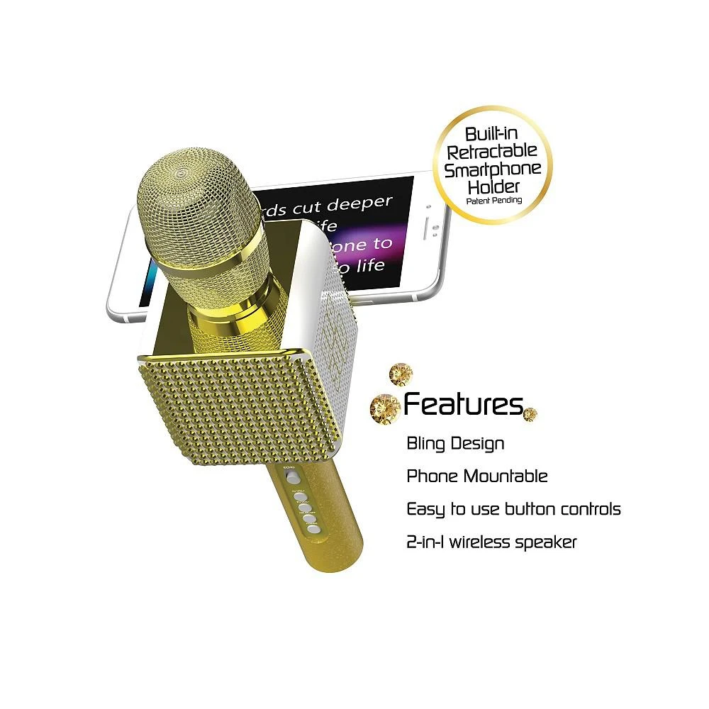 商品Tzumi|Pop Solo Bling Bluetooth Karaoke Microphone with Smartphone Holder,价格¥38,第4张图片详细描述