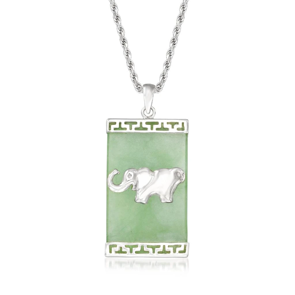 商品Ross-Simons|Ross-Simons Jade Elephant Pendant Necklace in Sterling Silver,价格¥825,第1张图片