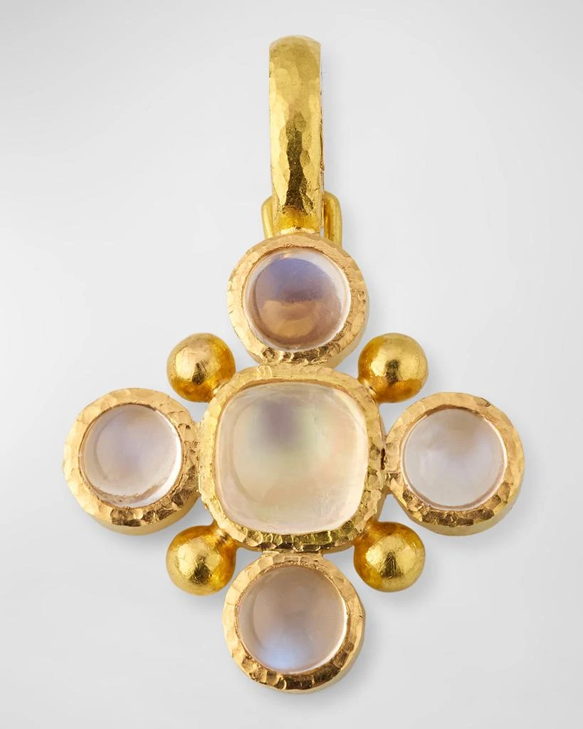 商品Elizabeth Locke|19K Yellow Gold Cushion Moonstone Pendant with Faceted Stones and Gold Dots,价格¥28565,第1张图片