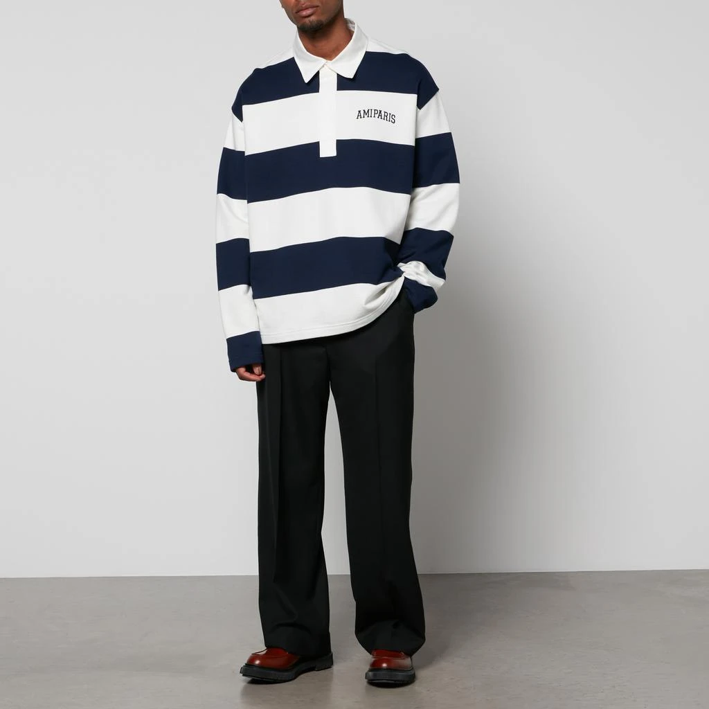 商品AMI|AMI Logo-Embroidered Striped Cotton Rugby Shirt,价格¥1131,第3张图片详细描述