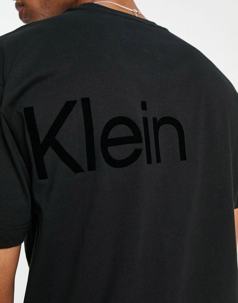Calvin Klein large flock logo comfort cotton t-shirt in black商品第3张图片规格展示