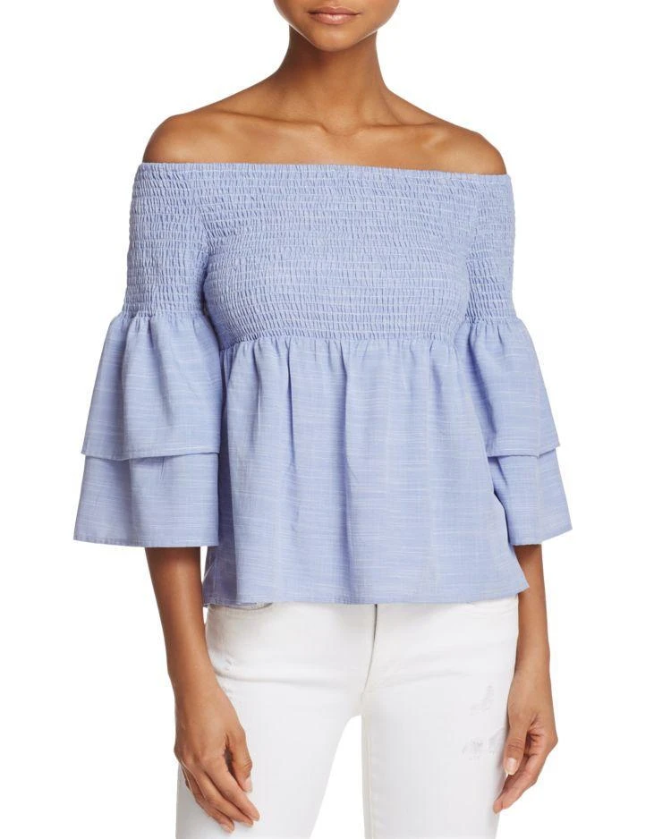 商品Honey Punch|Honey Punch Smocked Off-the-Shoulder Bell Sleeve Top,价格¥243,第1张图片