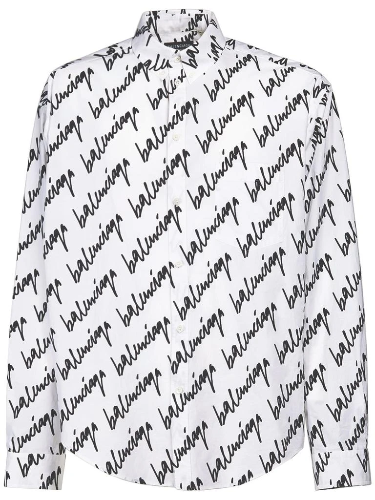商品Balenciaga|New Scribble Logo Cotton Poplin Shirt,价格¥9028,第1张图片