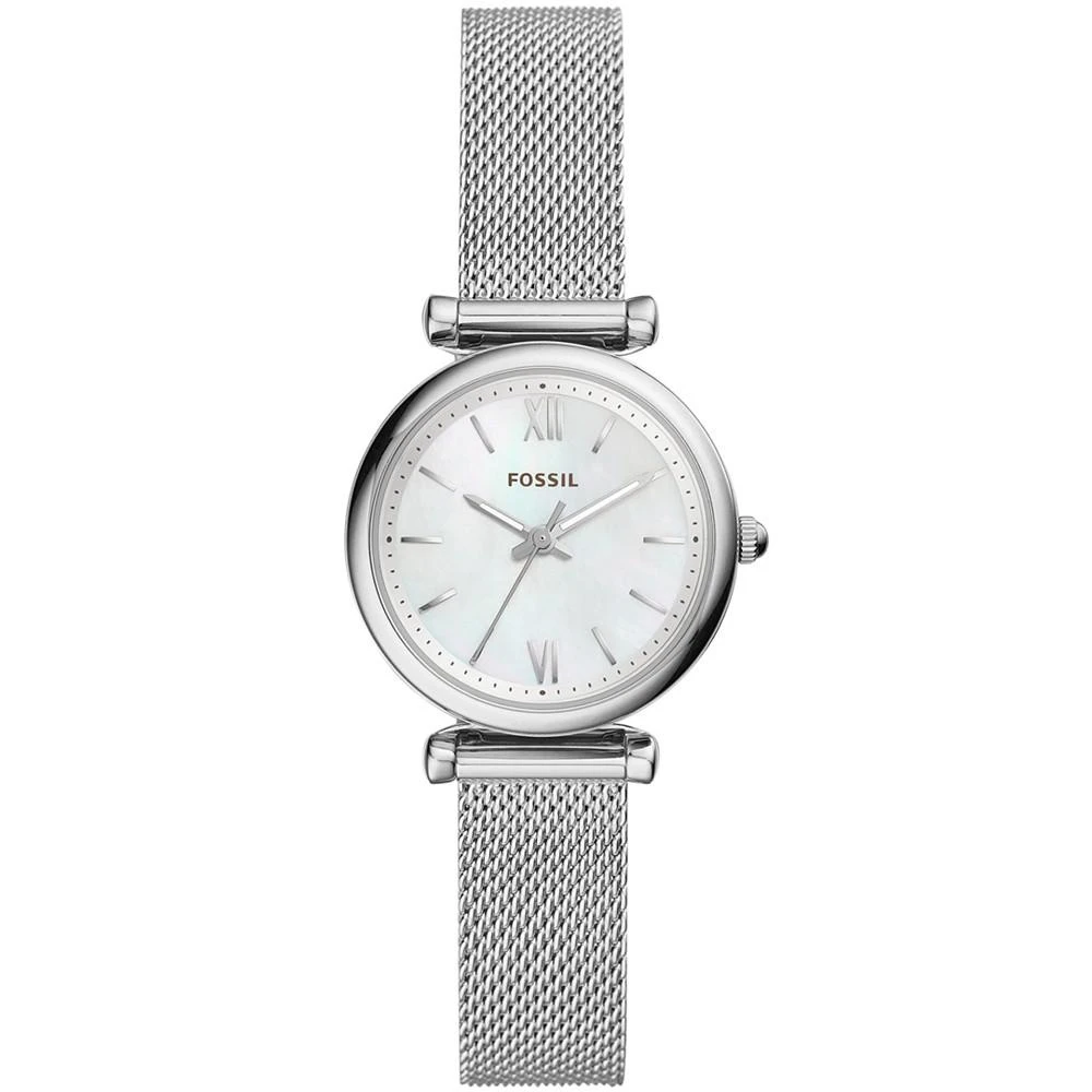 商品Fossil|Women's Mini Carlie Stainless Steel Mesh Bracelet Watch 28mm,价格¥617,第1张图片