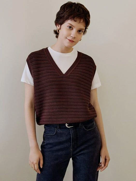 商品kotelo|Textured Vest (Chocolate),价格¥1186,第4张图片详细描述