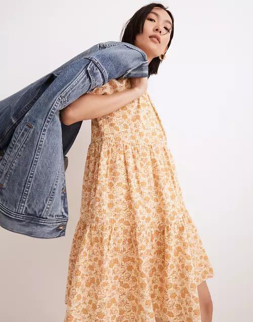 商品Madewell|Eyelet-Trim Tiered Mini Dress in Piccola Floral,价格¥662,第1张图片