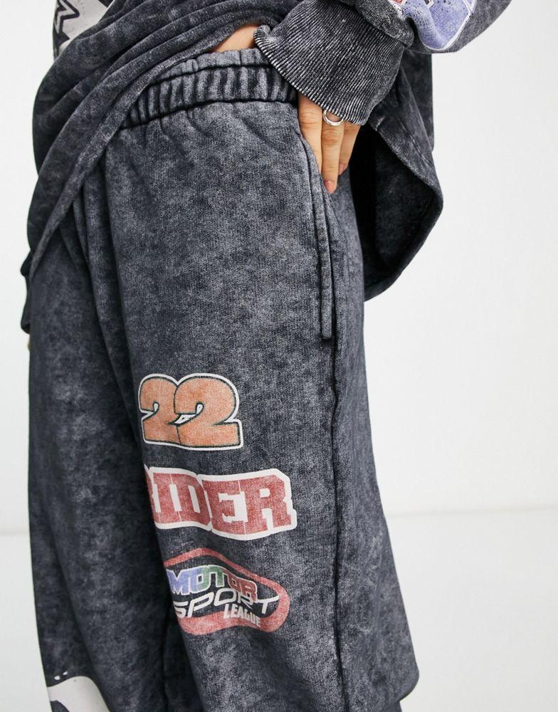商品ASOS|ASOS DESIGN motocross graphic jogger co-ord in washed grey,价格¥250,第6张图片详细描述