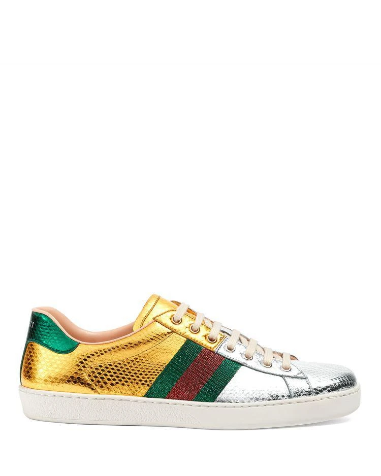 商品Gucci|New Ace Metallic Snakeskin Lace Up Sneakers 板鞋,价格¥3695,第4张图片详细描述
