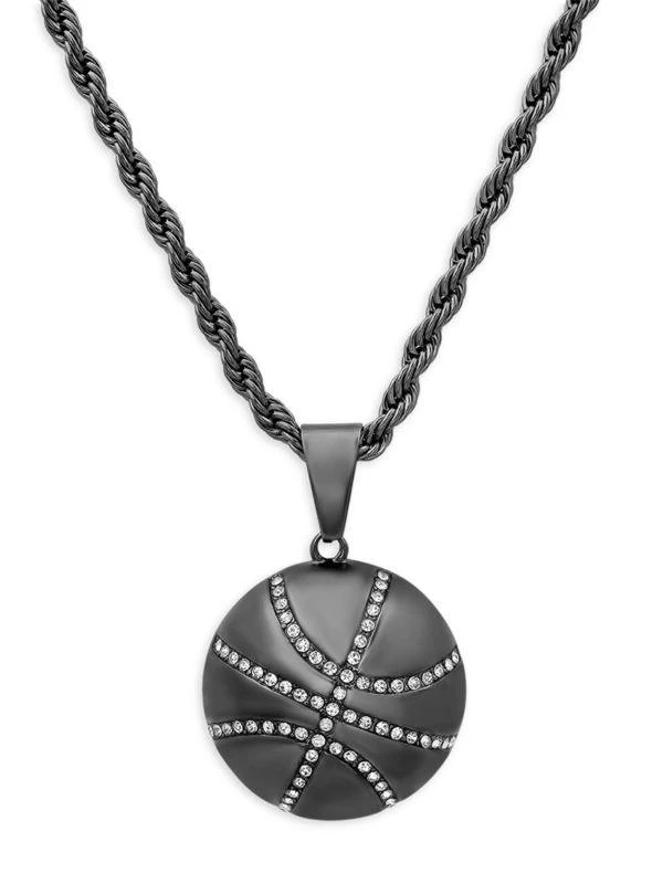 商品Anthony Jacobs|Stainless Steel & Simulated Diamond Basketball Pendant Necklace,价格¥469,第1张图片