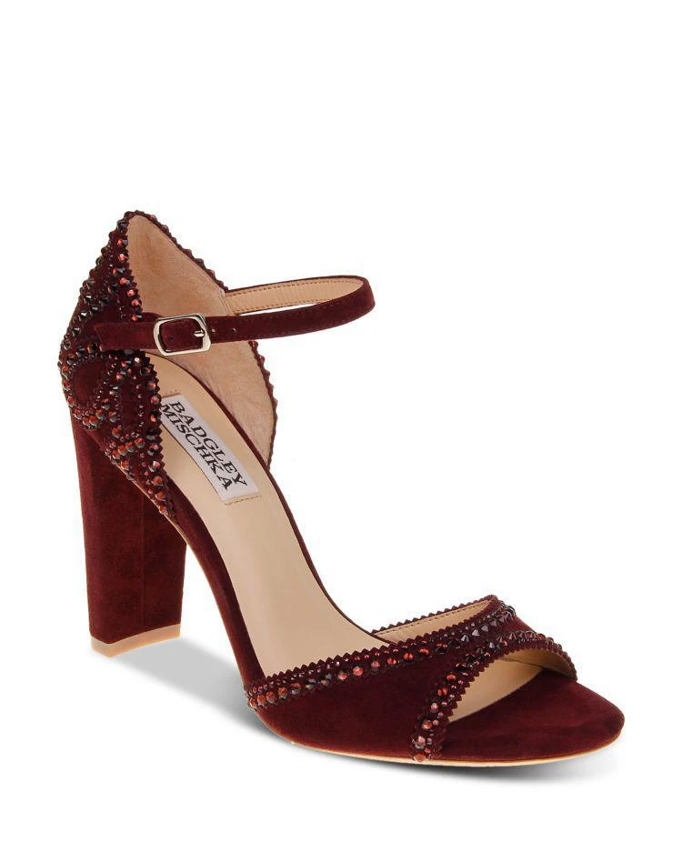 商品Badgley Mischka|Women's Kelly Embellished Suede High-Heel Sandals,价格¥763,第1张图片