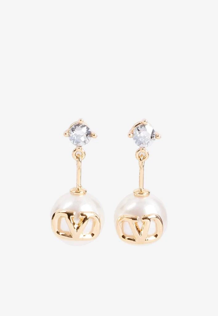 商品Valentino|VLogo Crystal and Pearl Earring,价格¥2995,第2张图片详细描述