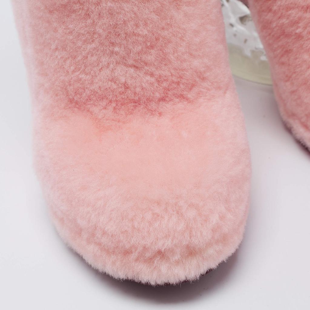 Fendi Pink Fur Ice Heel Ankle Boots Size 38商品第7张图片规格展示