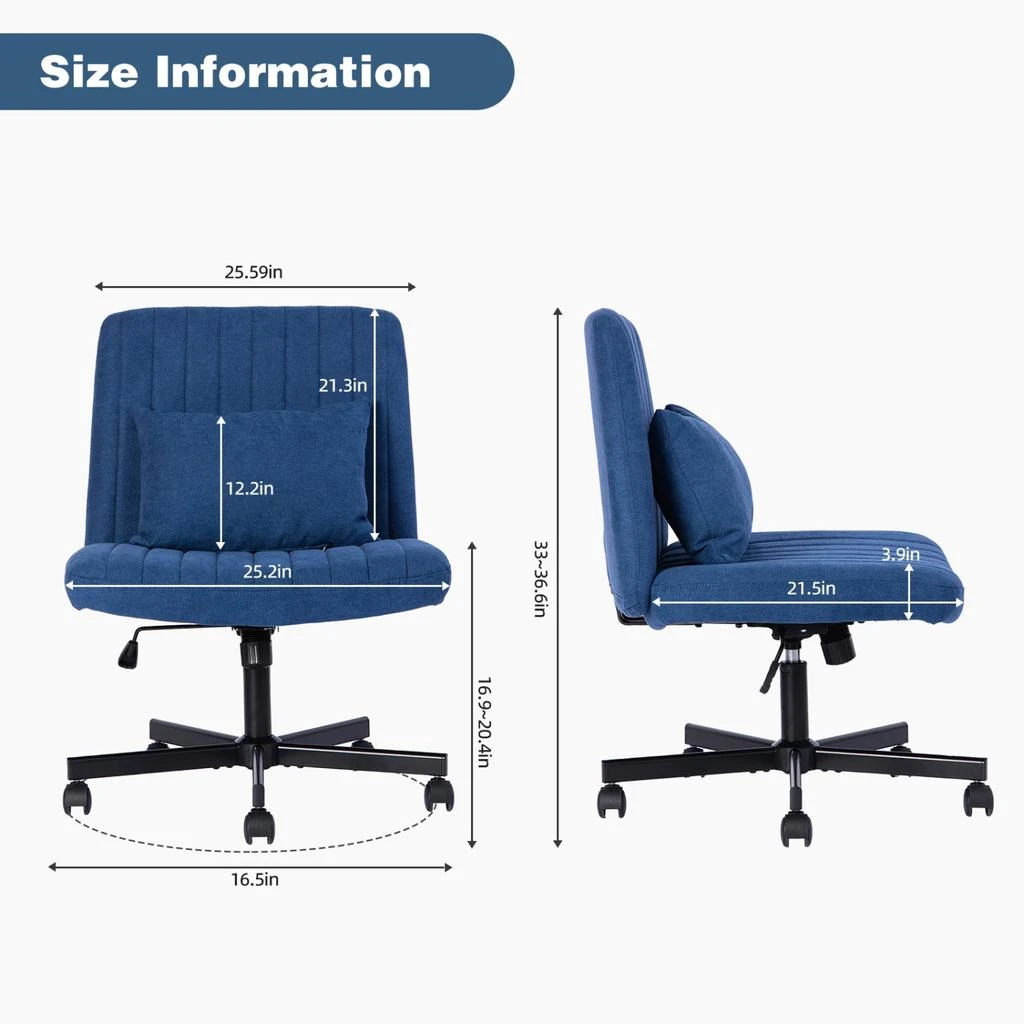 商品Streamdale Furniture|Streamdale Modern Linen Blue Criss Cross Office Chair - Product Details,价格¥1467,第2张图片详细描述