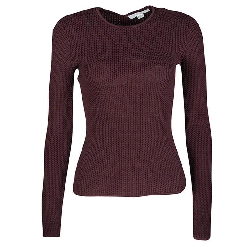 商品[二手商品] Alexander Wang|Alexander Wang Burgundy Textured Knit Fitted Sweater S,价格¥1075,第1张图片