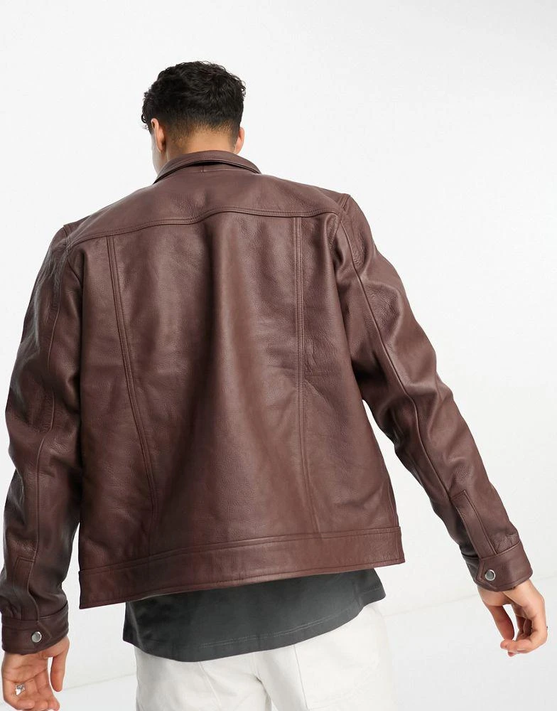 商品BOLONGARO TREVOR|Bolongaro Trevor western leather jacket with double pocket in dark brown,价格¥1349,第2张图片详细描述