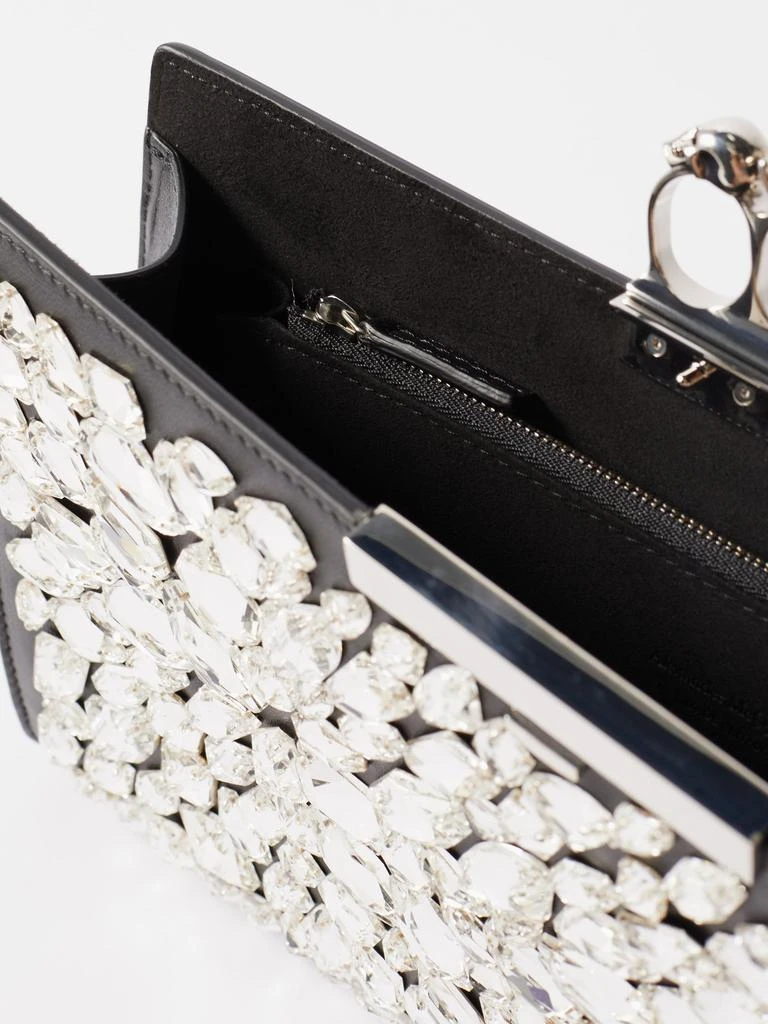 商品Alexander McQueen|Four Ring crystal-embellished leather clutch bag,价格¥32280,第5张图片详细描述