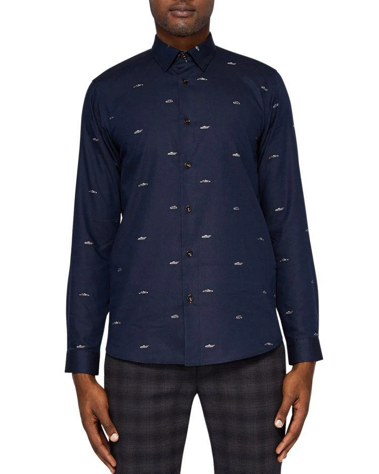 商品Ted Baker London|Ted Baker Thecoop Transport Coupe Regular Fit Button-Down Shirt,价格¥852,第1张图片