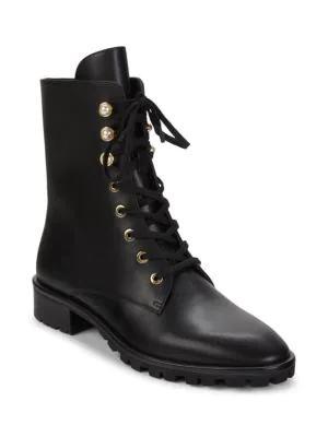 商品Stuart Weitzman|Laine Leather Combat Boots,价格¥2504,第4张图片详细描述