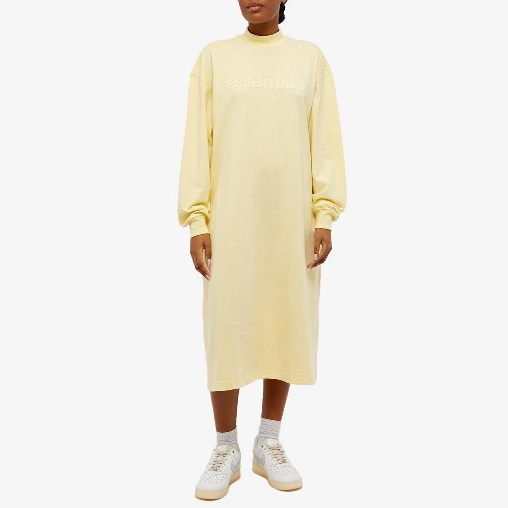 商品Essentials|Fear of God ESSENTIALS Long Sleeve Logo Dress - Canary,价格¥304,第2张图片详细描述