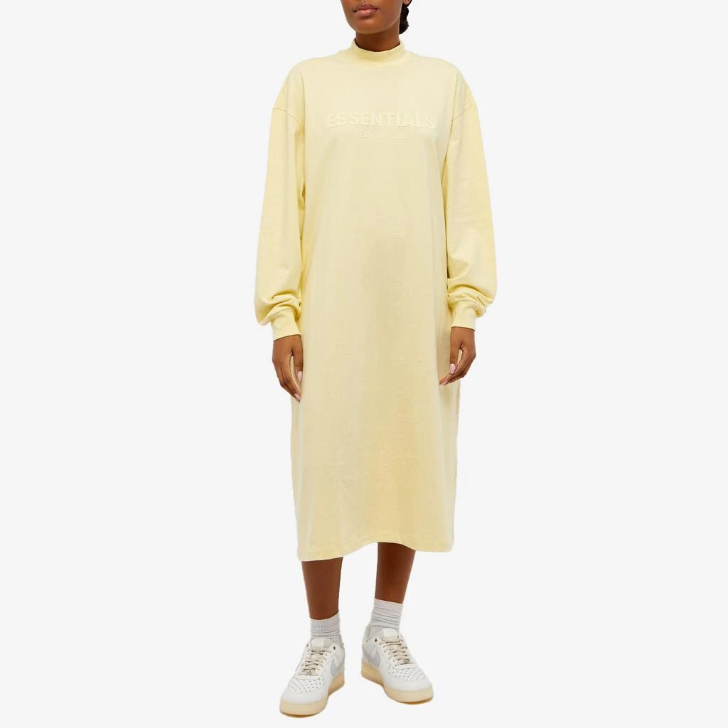 商品Essentials|Fear of God ESSENTIALS Long Sleeve Logo Dress - Canary,价格¥305,第2张图片详细描述