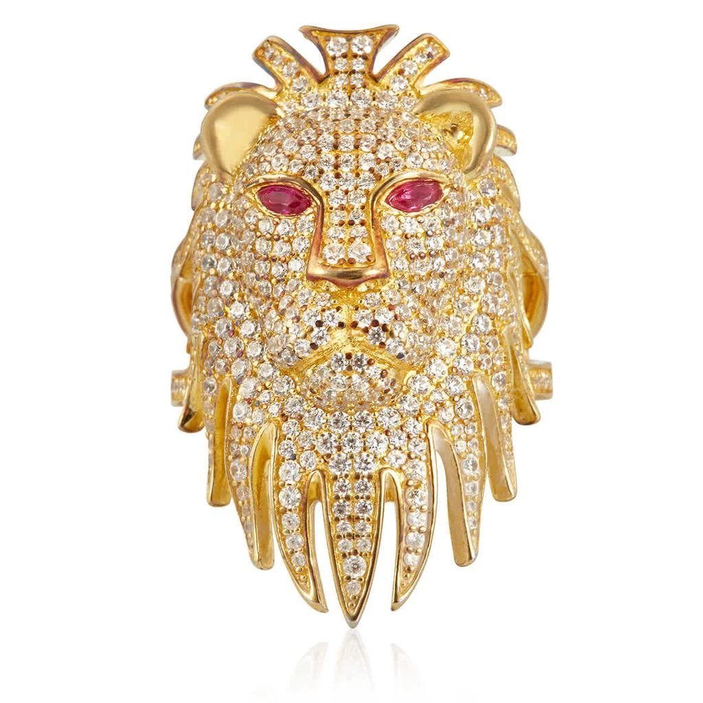 商品apm Monaco|Synthetic Red Stone Yellow Silver Lioness Statement Ring,价格¥692,第1张图片