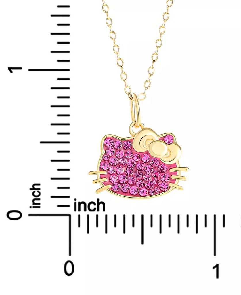 商品Macy's|Hello Kitty Fuchsia Crystal & Enamel Cluster Silhouette 18" Pendant Necklace in 18k Gold-Plated Sterling Silver,价格¥202,第4张图片详细描述