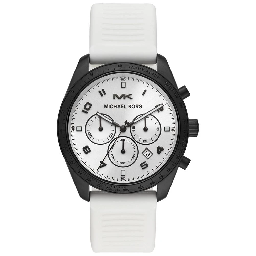 商品Michael Kors|Men's Chronograph Keaton White Silicone Strap Watch 43mm,价格¥1321,第1张图片