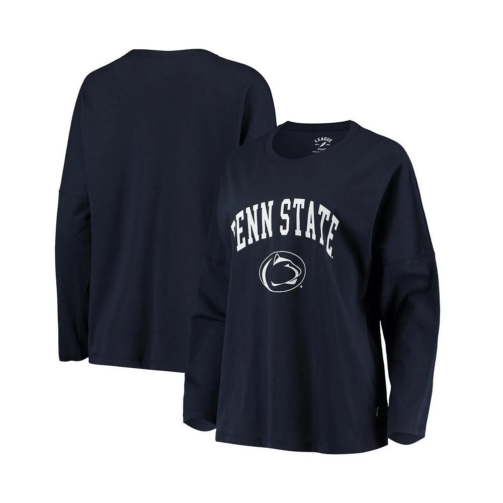 商品League Collegiate Wear|Women's Navy Penn State Nittany Lions Clothesline Oversized Long Sleeve T-shirt,价格¥298,第1张图片