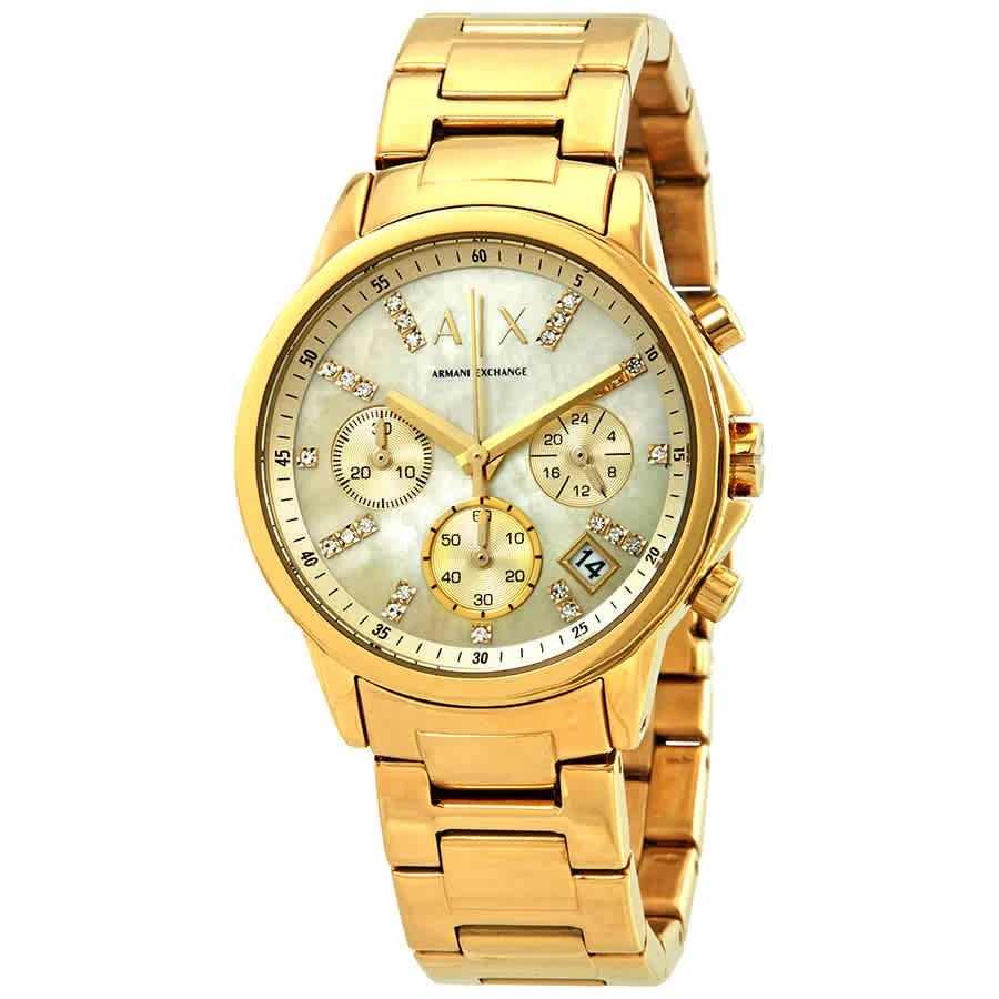 商品Armani Exchange|Armani Exchange Smart Chronograph Gold Dial Ladies Watch AX4327,价格¥856,第1张图片