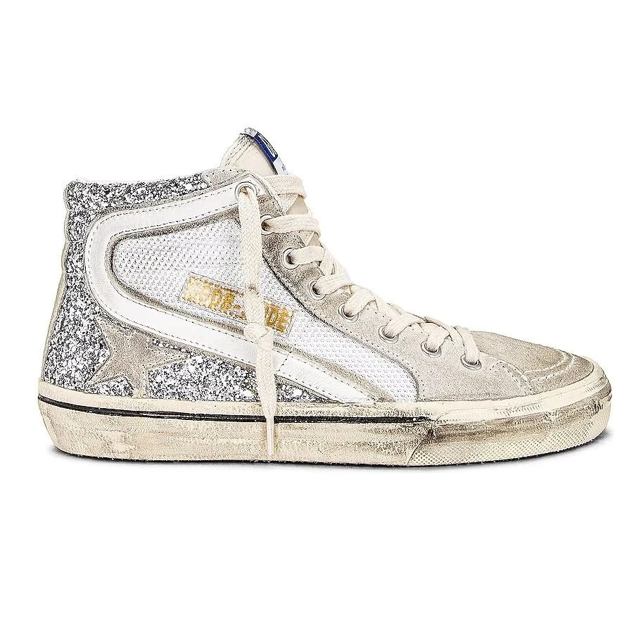 商品Golden Goose|Golden Goose Slide Sneaker In Metallic Silver, Brand Size 36 (US Size 6),价格¥4810,第1张图片