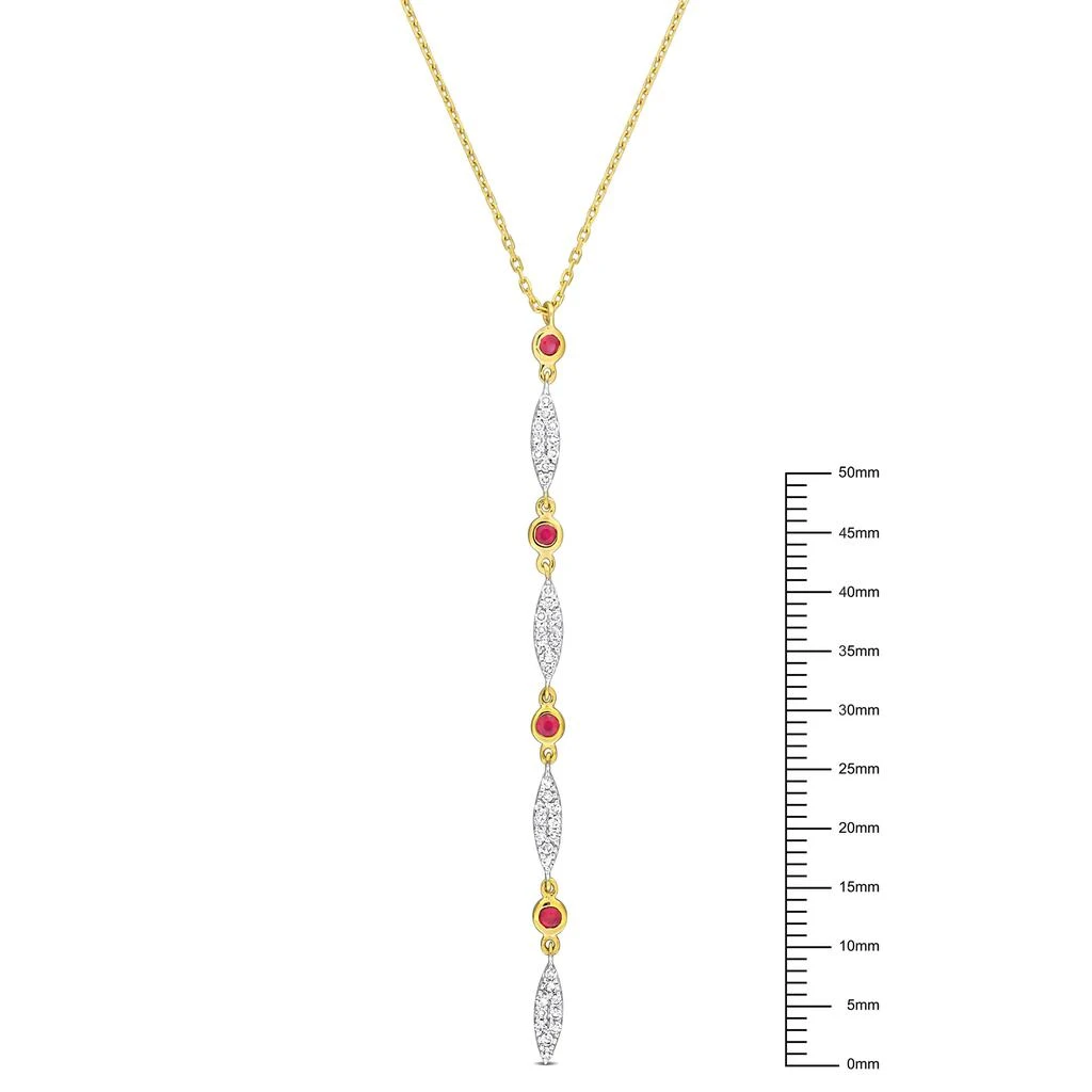 商品Mimi & Max|1/5ct TDW Diamond & 1/6 TGW Ruby Lariat Necklace in 10k Yellow Gold - 16.5 in,价格¥2585,第3张图片详细描述