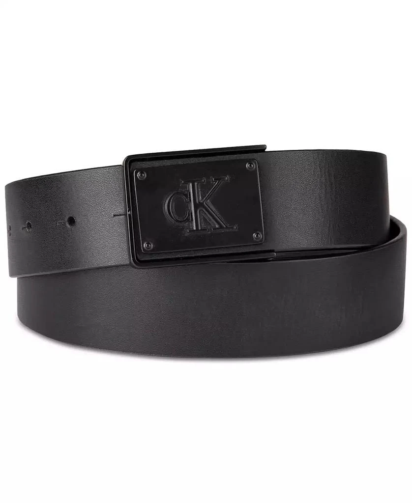 商品Calvin Klein|Men's CK Plate Plaque Belt,价格¥405,第1张图片