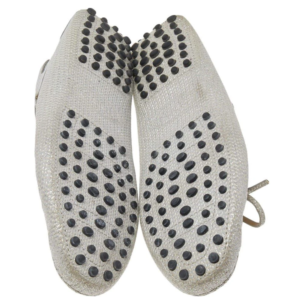 Tod's Silver Glitter Slip on Loafers Size 36 商品
